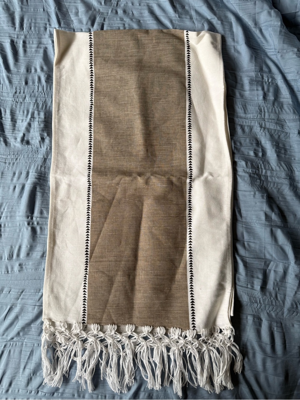 Serena & Lily Taupe Ivory Linen Table Runner 16” x 105”